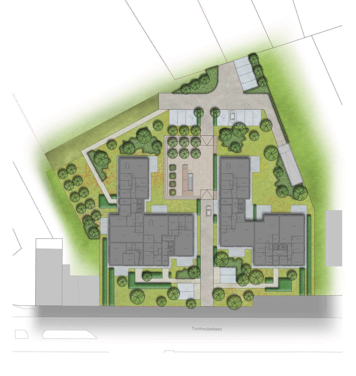 Sfeerbeeld van het grondplan voor het bouwproject met leefpark in Oostmalle