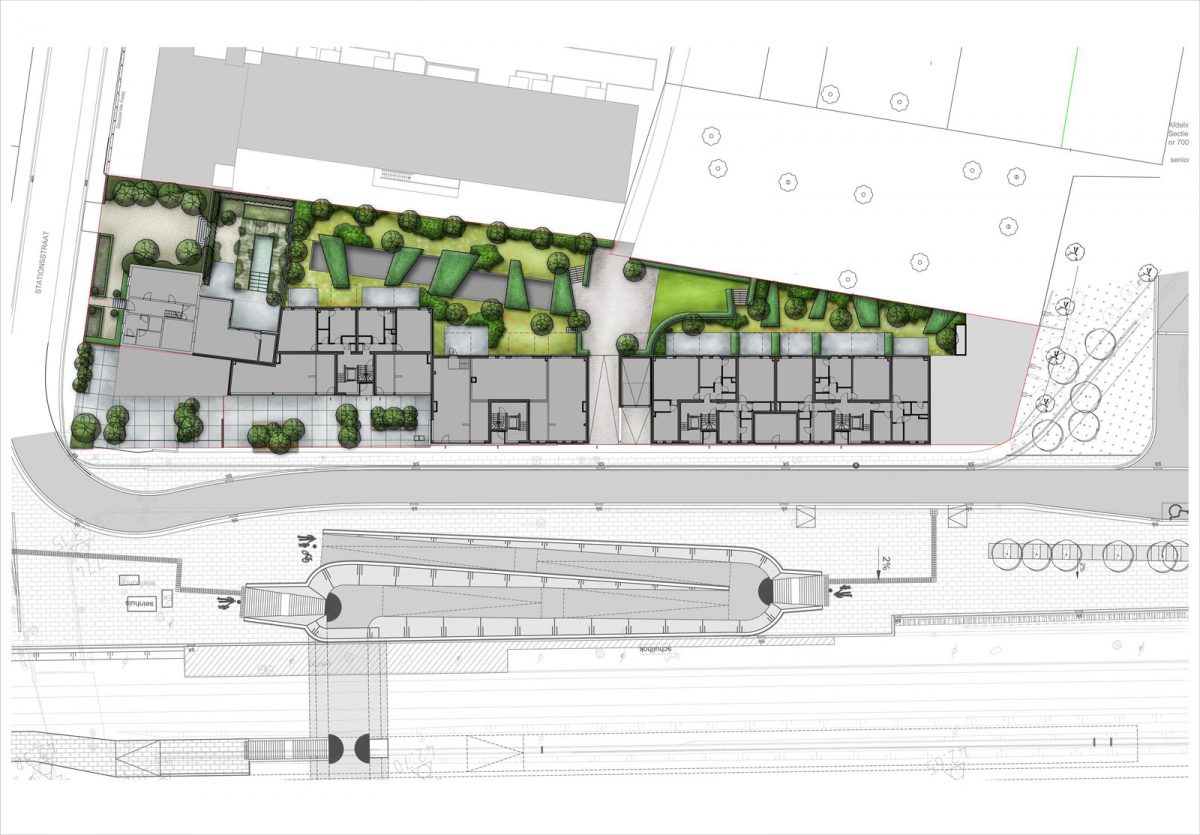 Sfeerbeeld van het plan voor het woonproject aan het station van Diepenbeek